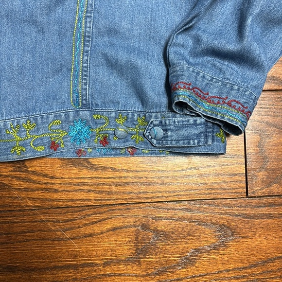Vintage Country Wear Casuals Lorree G. Star Denim Jacket With Embroidery Size PL - Picture 11 of 15
